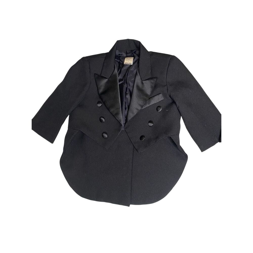 Hong Bao Boys Black Tuxedo Tailcoat Formal Jacket Blazer Toddler Size 1 Wedding